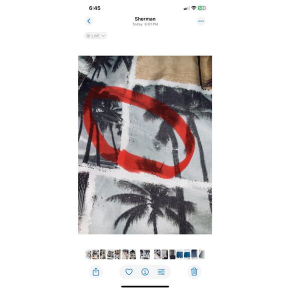 L No Bad Days Cargo Swim Trunks Orange Beige Brown Tropical Print Mens READ - Picture 11 of 11